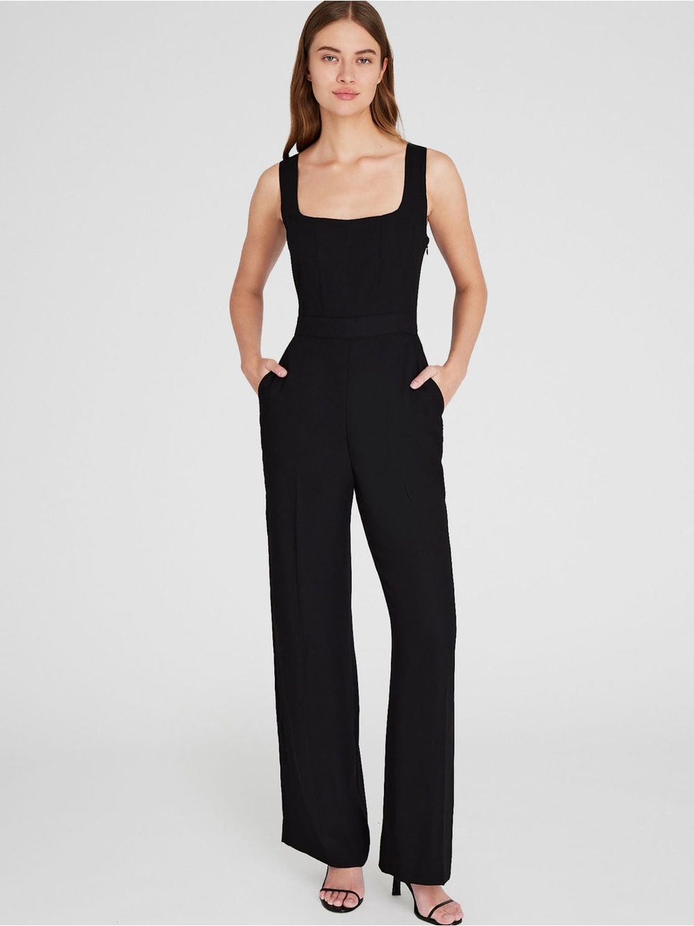 Club Monaco Crepe Square-Neck Jumpsuit Size 0